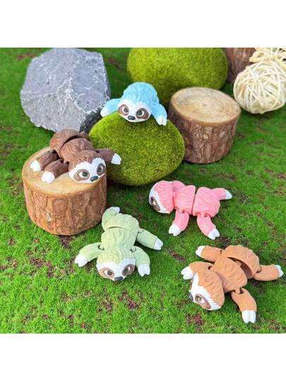 5 Styles 3D Printing Highly Attractive Cute Sloth Ornaments Mini Figure Model Simulation Toys New Animals