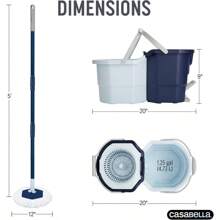 2025 Popular Styles Spin Mop System With Extra Mop Head Refill TwoBucket Design With Splash Guard Builtin Measuring Cup And Scraper Tool With Easy Wring Pedal Spinner 1.25Gallon BlueFamily Choice