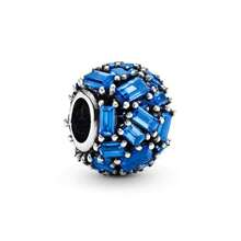 1pc Elegant Blue Series Beaded Heart Pendant, Featuring Underwater World, Outer Space, Floral & Animal, Starfish & Shell Patterns, Suitable For Bracelet Or Necklace Decoration, DIY Jewelry Making, Birthday Or Women's Gift - Blue - View 3