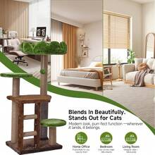 38 Inch Medium Cat Tree, Green Staircase Model Cat Climbing Frame, Multi-Tier Cat Tower With Cat Scratching Post, Cozy Perch Cat Playhouse Cat Climbing Frame - Green - View 7