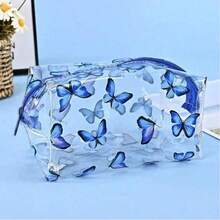 1 Peça Bolsa de Toucador de Viagem Transparente e À Prova d'Água, Necessaire de Maquiagem Reutilizável e Lavável, Estojo de Lápis, Conveniente para Armazenar Itens Essenciais de Viagem, Pequeno Presente Fofo Adequado para Aniversário, Casamento, Festa, Natal, Halloween, Ação de Graças, Carnaval, Formatura, Volta às Aulas, Materiais Escolares, Estojo de Lápis, Bolsa de Lápis, Mochila, Papelaria - borboleta azul - Visão 10