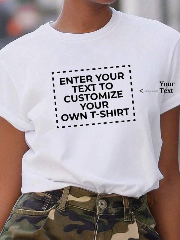 Customized Personalized Gift, -- Customized, Single Women's T-Shirt Customization, Add Your Own Text/Picture (Badge Pattern/Company Logo/Family Photo/Selfie, Number/Name/Quotation/Special Sentence/Funny Sentence/Slogan, Etc.)