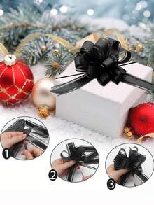 10pcs-Wedding Car Ribbon Pull Flower, Convenient Gift Packaging Decoration 3D White Flower, DIY Wedding Theme Bride Bridesmaid Wrist Decoration Flower, Curtain Tablecloth Gauze Tie Flower, Candy Bag Tie,Signboard Decoration Flower