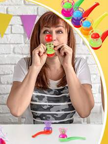 10pcs Random Color Plastic Pipe Shaped Floating Blowing Balls - Suspension Flying Ball Toys - Family Party Favor Interesting Gifts Ideas - Stress Reliever Balance Blowing For Adults Funny Party Supplies