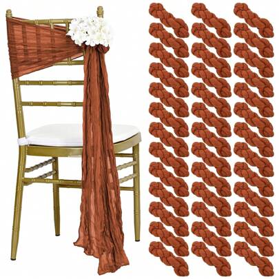 Cheesecloth Chair Sashes Rustic Chair Decorative Bows Designed Chair Cover For Wedding Aisle Banquet Party Home Kitchen Decoration(1/3/6/10pcs )