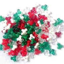 300pcs 1cm Transparent Bone Shaped Bead Triangle Shaped Beads Christmas Fun Christmas Theme Beads, Christmas Bead Kit - DIY Flower Garlands, Bells, And Tree Decorations, Acrylic Decorative Beads For Holiday Decoration