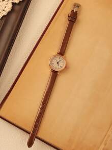 1pc/Set Vintage Casual Elegant Women's Leather Watch, Fashionable Refined Round Dial, Suitable For Daily Wear And Other Occasions To Decorate The Wrist, Perfect Gift For Holidays And Birthdays - Multicolor - View 18
