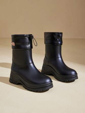 Women's Mid-Calf Rain Boots, Waterproof Anti-Slip Rubber Boots, Fashionable Outdoor Boots, Flat Bottom, New Summer Design