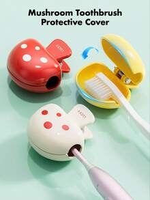 1 pieza/2/3 piezas Soporte para cepillo de dientes con forma de hongo, Cubierta protectora para cabezal de cepillo de dientes de viaje con diseño "SUERTE", Material ABS reforzado, Agarre fuerte y múltiples colores, Apto para uso diario, viajes, viajes de negocios, hoteles, hogar y vuelta al colegio