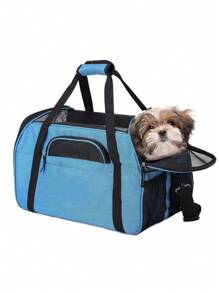 便携式猫笼 - 适用于中型猫和体重不超过 15 磅的小型犬的软边猫笼、宠物包、航空认可的旅行犬笼、手持式宠物笼、宠物背包 - 彩色 - 查看 16