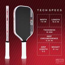 1pc Pro IV Pickleball Racket – UPA-A And USAP Dual-Certified Original Carbon Fiber Surface, 16mm Technical Elastic Power Propulsion Core, All-Round Pickleball Racquet For Unisex Use - Multicolor - View 10