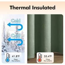 2 Panels Blackout Curtains Solid Soft Grommet Mustard Yellow Thermal Insulated Soundproof Room Darkening Curtains/Drapes/Panels Fall Living Room Bedroom 52 X 90 Inch - 鼠尾草綠 - 查看 6