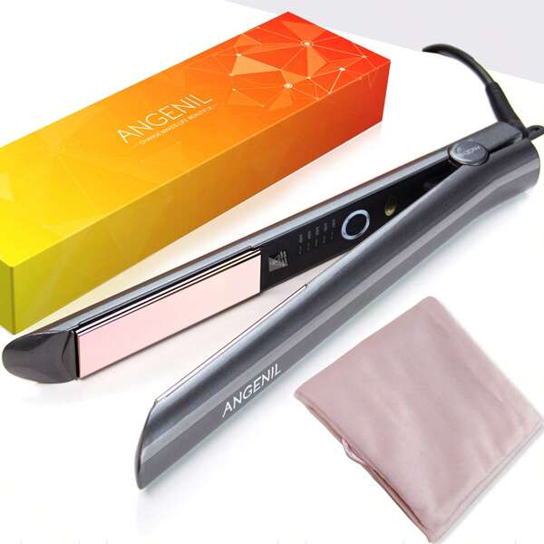 ANGENIL ANGENIL Professional Titanium Flat Iron Hair Straightener And Curlers 2 In 1, Straightening Curling Hair Styling Irons For Women All Hair Types, Fast Heating, 1 Inch Dual Voltage Travel Flat Iron, 360° Swivel Cord