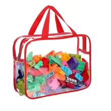 1pc Extra Large/Large Reusable Transparent PVC Diaper Storage Bag, Waterproof Zipper Bag For Diapers, Toys, Building Blocks, Puzzles, Children's Books, Cloth Diapers And Other Items (9 Colors, No Stickers)