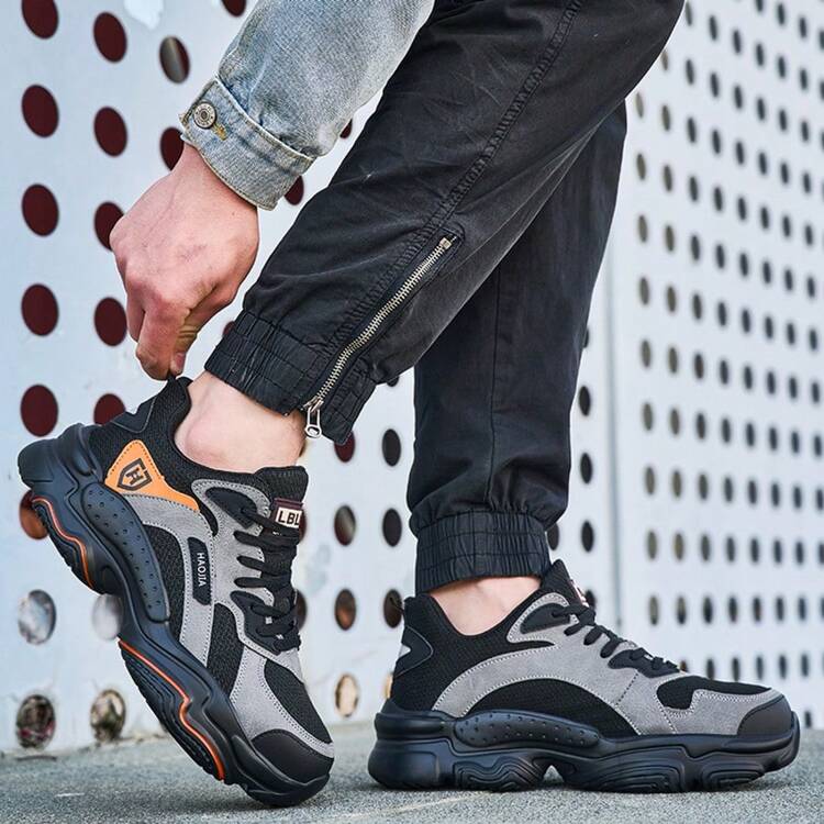 Men's Steel Toe Sports Shoes, Comfortable Anti-Puncture Anti-Slip