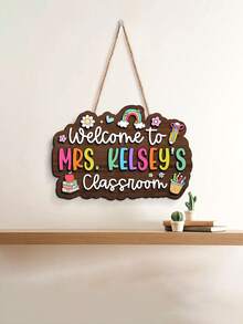 1件定制教师姓名教室欢迎牌，可爱彩色木质挂牌，教室欢迎标识牌，个性化定制教师门牌，教室入口装饰，家居装饰客厅 - 彩色 - 查看 4