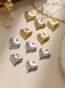 Set de 3 piezas/Paquete de Accesorios de Joyería: Collar, Pulsera y Colgante con Diseño Minimalista Elegante de Puntos Estampados y Corazón de Acero Inoxidable 304