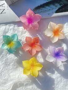 3 件/4 件渐变色百合花发夹，多功能户外发饰花爪夹秋季配饰 - 五花瓣 - 查看 2