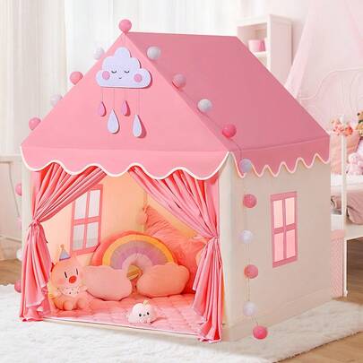 Pink Princess Castle Playhouse Tent For Kids Indoor And Outdoor Fun, Perfect Gift For Girls Magical Playtime