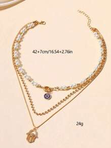 1 件贝壳、海星、花卉串珠吊坠项链，多色编织贝壳和人造珍珠，天然石，女士夏季海滩度假