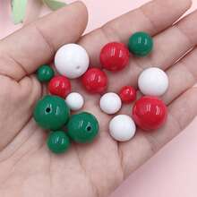 10-100Pcs Christmas Style 8-16mm Acrylic Round Loose Beads DIY Necklace Bracele Jewelry Making Material - 紅色/白色/綠色 - 查看 5