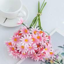 Artificial Plastic Flower Bouquet Eternal Realistic Faux Daisy Flowers With Long Stems For Home Kitchen Party Vase Decor