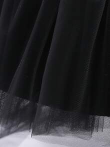 Đầm dự tiệc cổ tròn bằng vải tuyn đính nơ thanh lịch cho bé gái, phù hợp với sàn diễn thời trang, tiệc tối, không kèm băng đô - màu đen - Xem 8