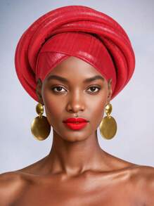 女士夸张非洲头巾交叉帽檐立体造型高档宴会头饰 - 彩色 - 查看 13