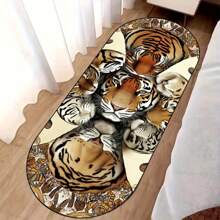 1 件椭圆形丛林虎印花地毯，适用于装饰地毯、卧室装饰、小地毯、地毯、家居装饰、客厅地毯、客厅小地毯、卧室地毯、客厅家居装饰、户外地毯、可洗地毯、羊毛地毯、毛绒地毯、秋冬地毯、厚实/毛绒 - 彩色 - 查看 2