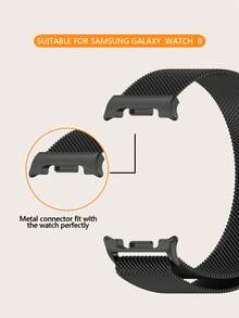 1pc Unisex Plain Quick Release Magnetic Clasp Stainless Steel Hollow-Out Milanese Smartwatch Strap Compatible With Samsung Galaxy Watch 8 40mm/44mm/Classic 46mm - Galaxy Watch 8 - View 4