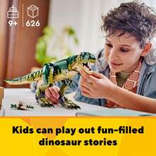 LEGO Creator 3 em 1 T-Rex Toy - Conjunto de construção de dinossauro para crianças, meninos e meninas, a partir de 9 anos - 3 opções de construção, de T-Rex a Triceratops e Pterodáctilo - Ideia de presente para aniversários - 31151 - 31151 - Ver 3