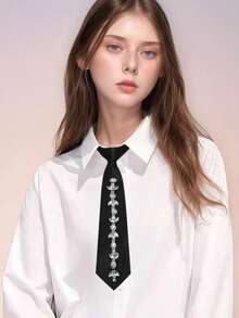 1条纯色休闲涤纶串珠拉链围巾（女士款） - 彩色 - 查看 2