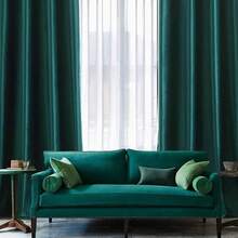 2 Panels Blackout Curtains Solid Soft Grommet Mustard Yellow Thermal Insulated Soundproof Room Darkening Curtains/Drapes/Panels Fall Living Room Bedroom 52 X 90 Inch - 深綠色 - 查看 7