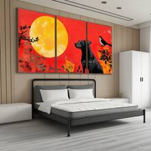 Quadro Decorativo Lua e Cão MDF Mosaico Sala Quarto Escritório Impressão Em Hd - Branco - Visão 3