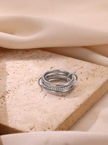 Golden Ring Unique Cool Three Fingers Zirconia Chain Shape Variable Hiphop Rings Stainless Steel Accessories Women Men Gifts - JZ9098 - View 4