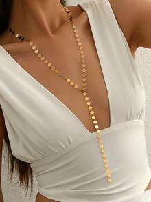 1 件时尚简约方块奢华高端优雅精致创意百搭超长蛇链 Y 形可调节项链，适合女性参加派对、浪漫假期、与朋友约会、时装秀、酒吧、旅行、日常办公室通勤、度假、跳舞、沙滩装 - 方形Y形鏈 - 查看 2