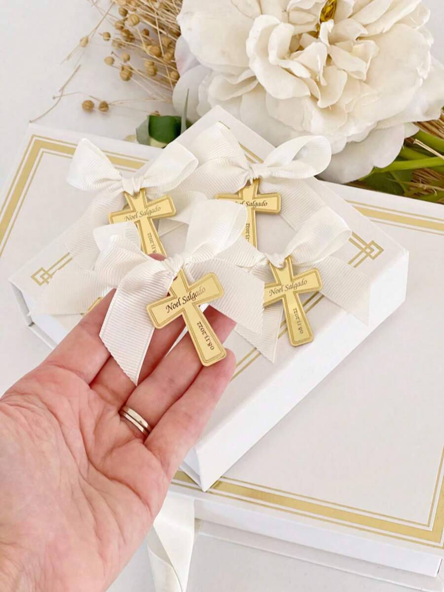 Custom Baptism Favor Tag, Acrylic Cross Name Tag, Christening Gift Label, Tags, Baptism Party Gift Tag, Gold Mirror Cross,Multi-Functional, Ornamental,Reusable,Exquisite,Stylish,High-Quality,Colorful,Modern,Custom,Personalized,Unique,Ideal Gifts For Him,Ideal Gifts For Her,Boyfriend,Dad,Girlfriend,Mom,Family,Friends,Tea Room,Home,Garden,Office,For Anniversaries,For Valentine's Day,For Mother's Day,For Birthdays,For Father's Day,For Graduation,For Weddings,For Housewarming,Xmas Decoration,Home Room Decor Gifts - Multicolor - View 1