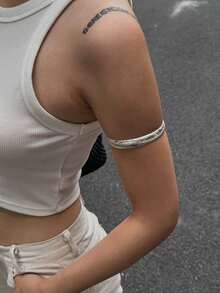 1 件欧美设计熔岩开口臂链，时尚液体流动风格金属臂手链（实际形状扁平，可自由调节）