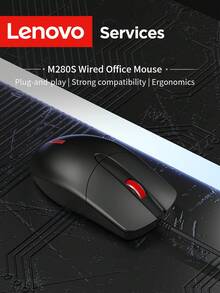Lenovo 联想M280S经典有线鼠标，商务办公家用，经典黑色，人体工学设计，舒适耐用，USB有线连接，多平台兼容 - 黑色 - 查看 2