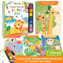 beartale 适合女孩和男孩的 7 色手指画书、适合儿童的动物园主题手指画艺术套装、手指画手绘、适合幼儿的农场动物和生活学习、早期教育忙碌书、感官和匹配活动书、儿童 DIY 创意、儿童 DIY 玩具、儿童 DIY 礼物、儿童 DIY 项目、学校、学生、夏季、返校礼物 - 彩色 - 查看 7
