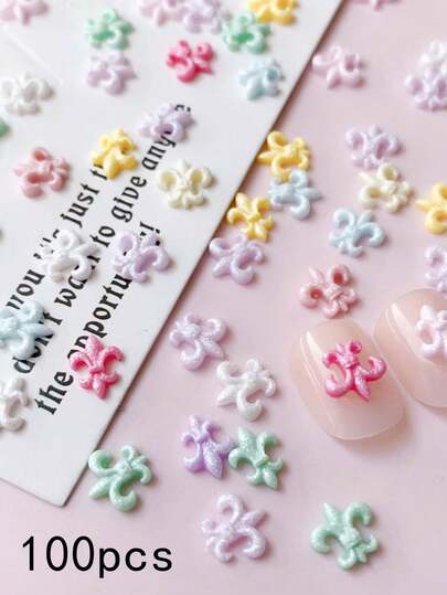 100 件马卡龙色朋克风格设计艺术指甲装饰 DIY 指甲配件美甲产品饰物，欧式、日韩可爱风格，多种颜色随机配指甲饰物美甲用品美甲宝石