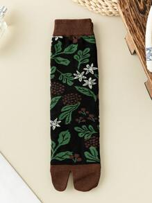 1 Pair Women's Japanese Style Two-Toe Socks, Skin-Friendly Soft And Fashionable Versatile