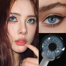 Lalens 返校季 Meta 系列年抛彩色隐形眼镜，1 副灰白色隐形眼镜，自然放大双眼，打造迷人眼妆，柔软舒适，适合万圣节装扮和角色扮演