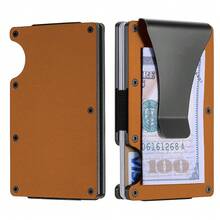 1 Or 2-Pack: RFID Blocking Slim Credit Card Holder Wallet For Men – Minimalist, Scratch-Resistant, With Removable Money Clip | Modern, Durable, Everyday Carry - 棕色/1個裝 - 查看 2