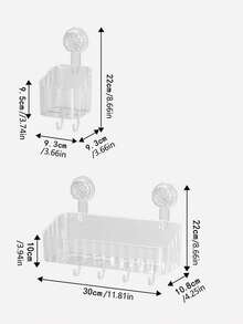 1 Stück wandmontierter Badezimmer-Aufbewahrungskasten ohne Bohren, Saugnapf PET Regal