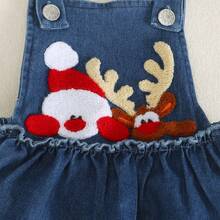Baby Mädchen Weihnachtsmann bestickte Denim Kleid