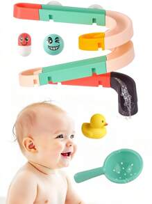 12/16pcs Bathroom Assembly Track Toy Set, Non-Electric Plastic Water Slide Game With Marbles, Creative DIY Assembly Pipeline Building Blocks, Suitable For Toddlers - Fun Shower Game, Fit For 3-6 Years Old Kids, Bathroom Track, Infant, Bath, Shower - Bathroom Rails - View 7