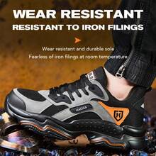 Steel Toe Sneakers For Men Shoes Comfortable Puncture Proof Slip-Resistant Work Shoes - Black - View 7