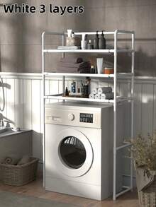 1 Piece Bathroom Storage Rack, Washing Machine Organizer Shelf For Toilet, Waterproof, Rustproof, No Drilling For Home Use, Back To School