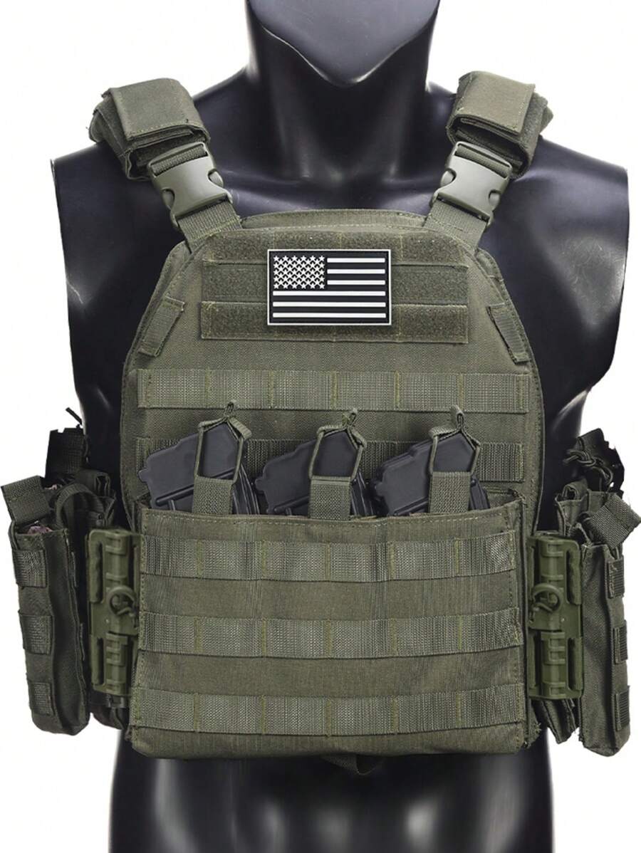 Quickly Detachable Hunting Vest For Shoulder & Waist, Durable Anti-Tear Sports Vest, Comes With 1pc American Flag Patch, Suitable For Hunting, Outdoor Adventure And Various Outdoor Activities